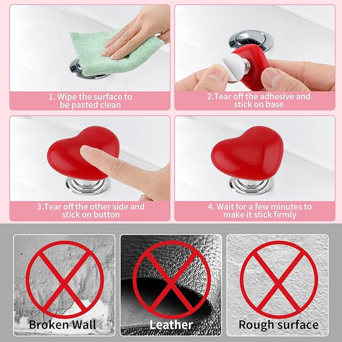 Heart Shaped Toilet Press Button (Pack of 4)